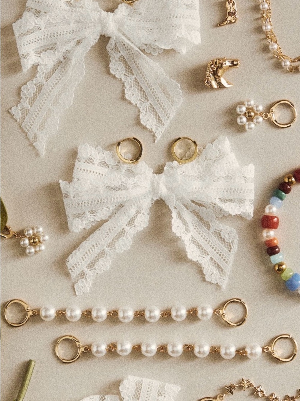 Anthropologie White Lace Bow Shoe Charms Lot of 2 NWT/NEW Coquette Girly Style